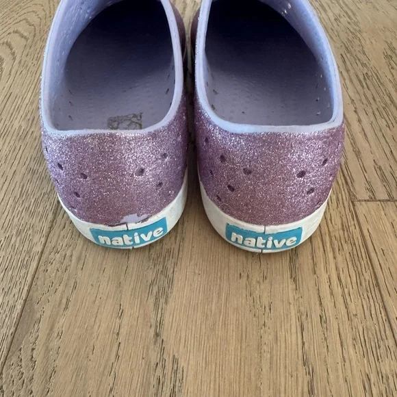 Native Girls Purple Glitter Slip On Shoe J3 - Picture 2 of 6